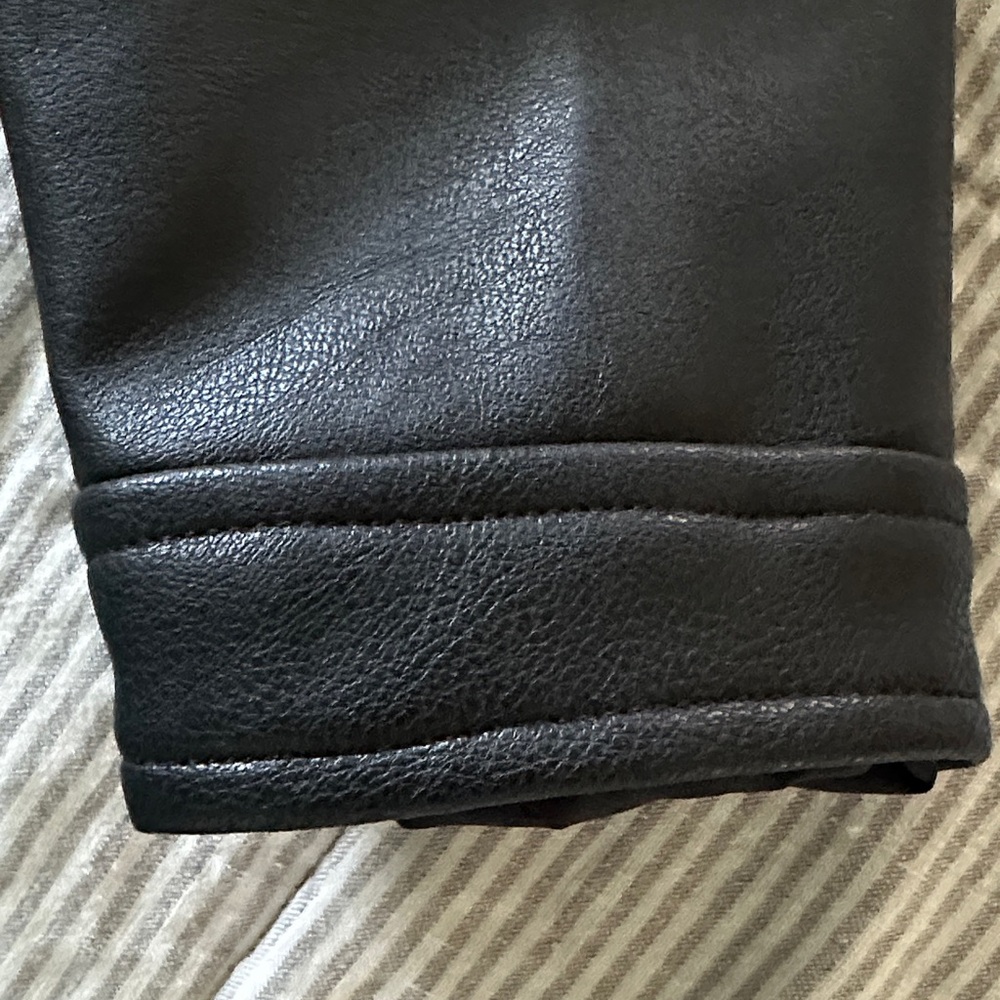 H&M Black Faux Leather Biker Jacket with Silver Hardware - Picture 7 of 8